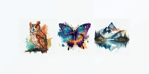 Isolated Watercolor Art Prints generated by midjourney