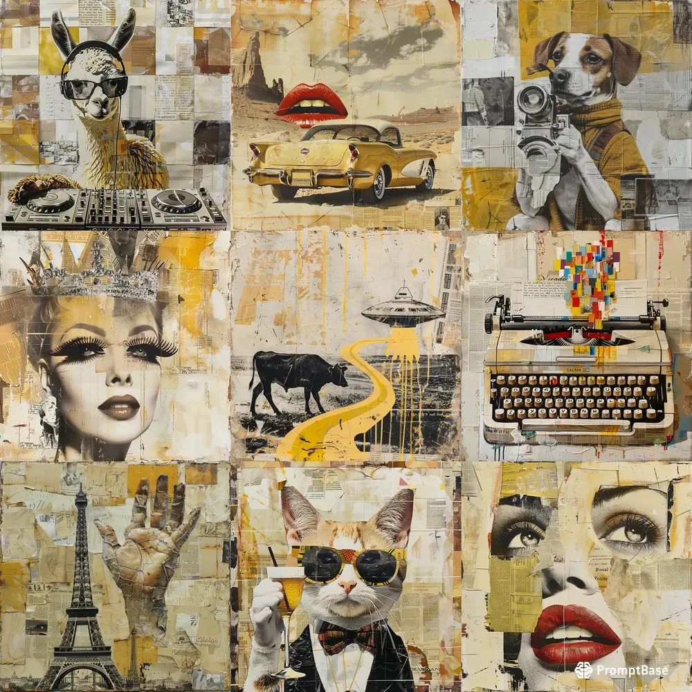 Vintage Patchwork Collage Art