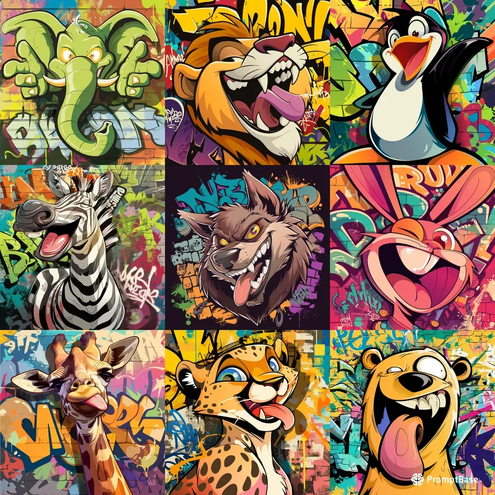 Graffiti Animals 2D Vectors