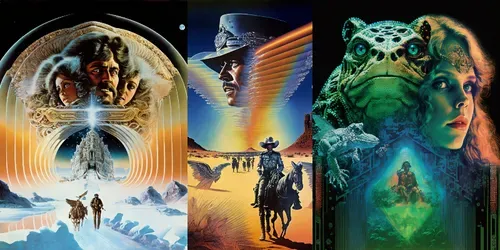 Vintage Nostalgia Promotional Fantasy Sci-fi Film Posters generated by midjourney