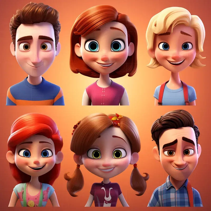 Cartoon Characters In The Pixar Style