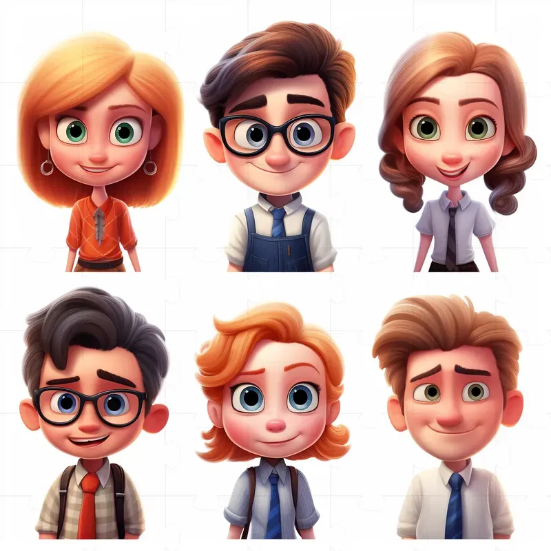 Cartoon Characters In The Pixar Style