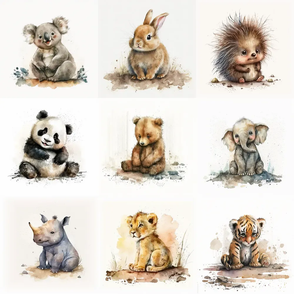 Animal Babies With Various Expressions