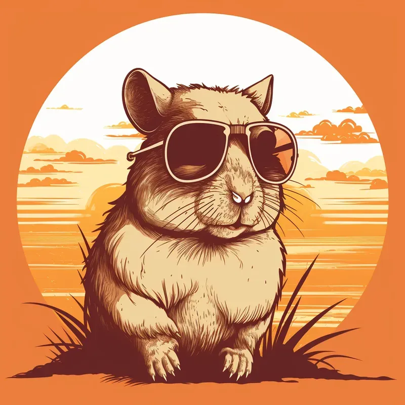 Cool Retro Sunset Animals With Sunglasses
