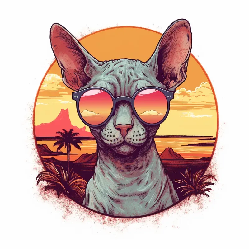 Cool Retro Sunset Animals With Sunglasses