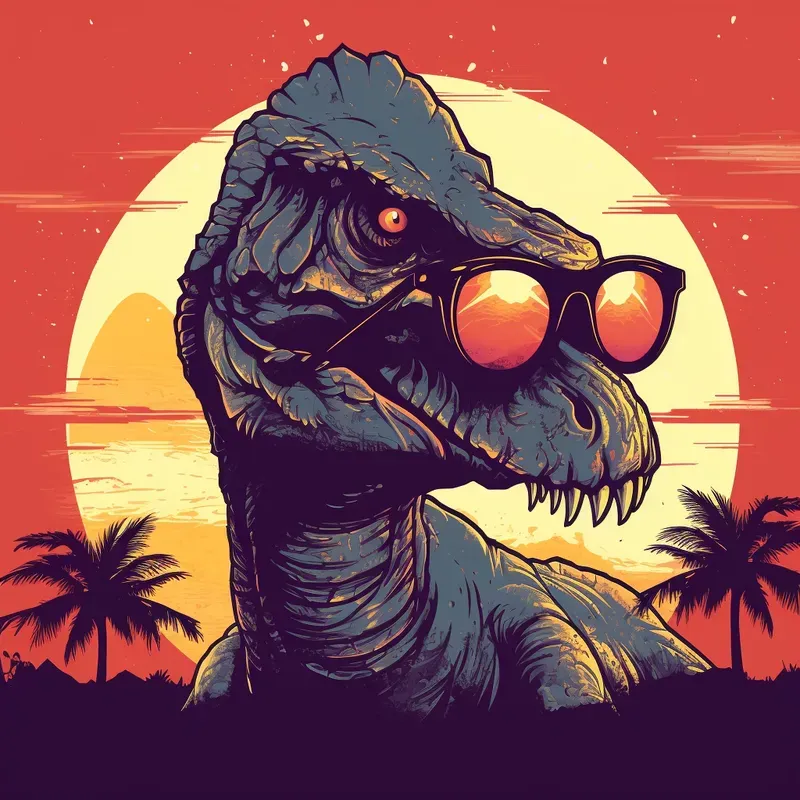 Cool Retro Sunset Animals With Sunglasses