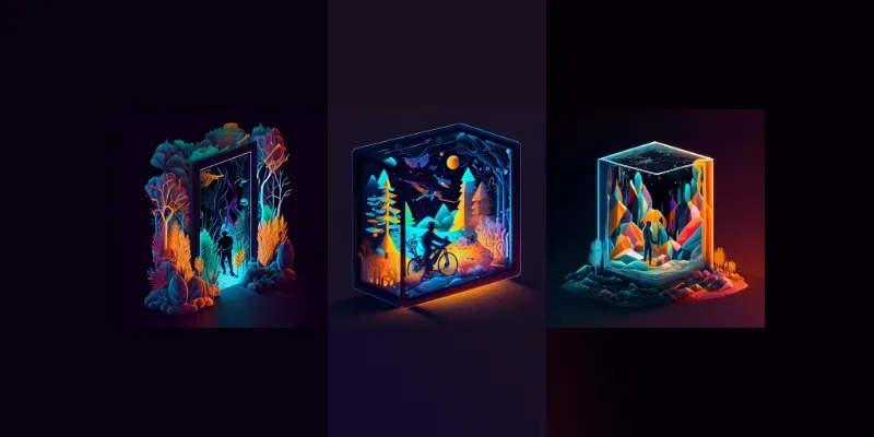 Abstract Isometric Frame Illustrations generated by undefined