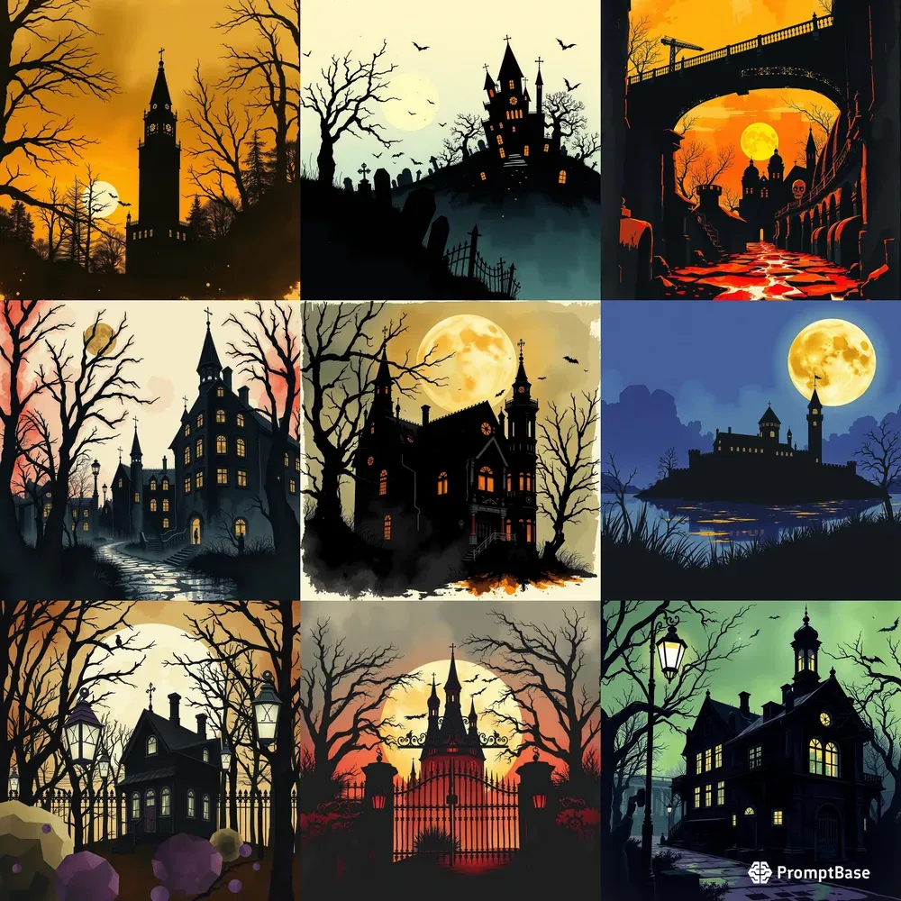 Silhouett Art Hidden Haunted Buildings