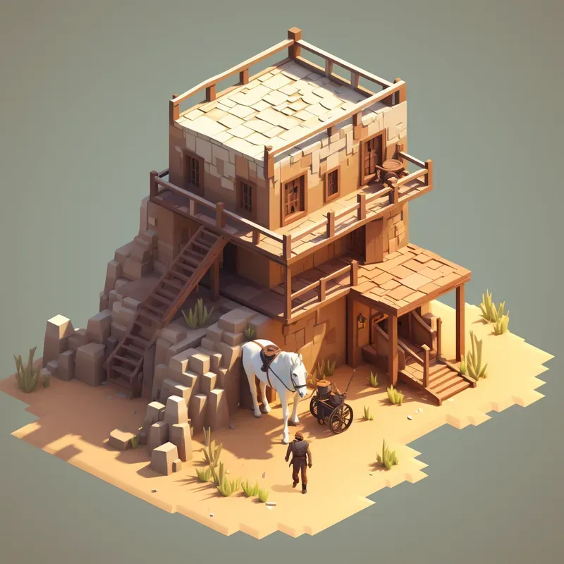Isometrics With Low Poly Style