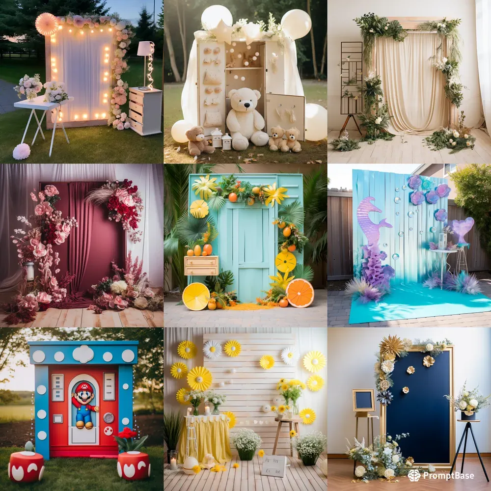Modern Themed Photobooth Party Backdrops