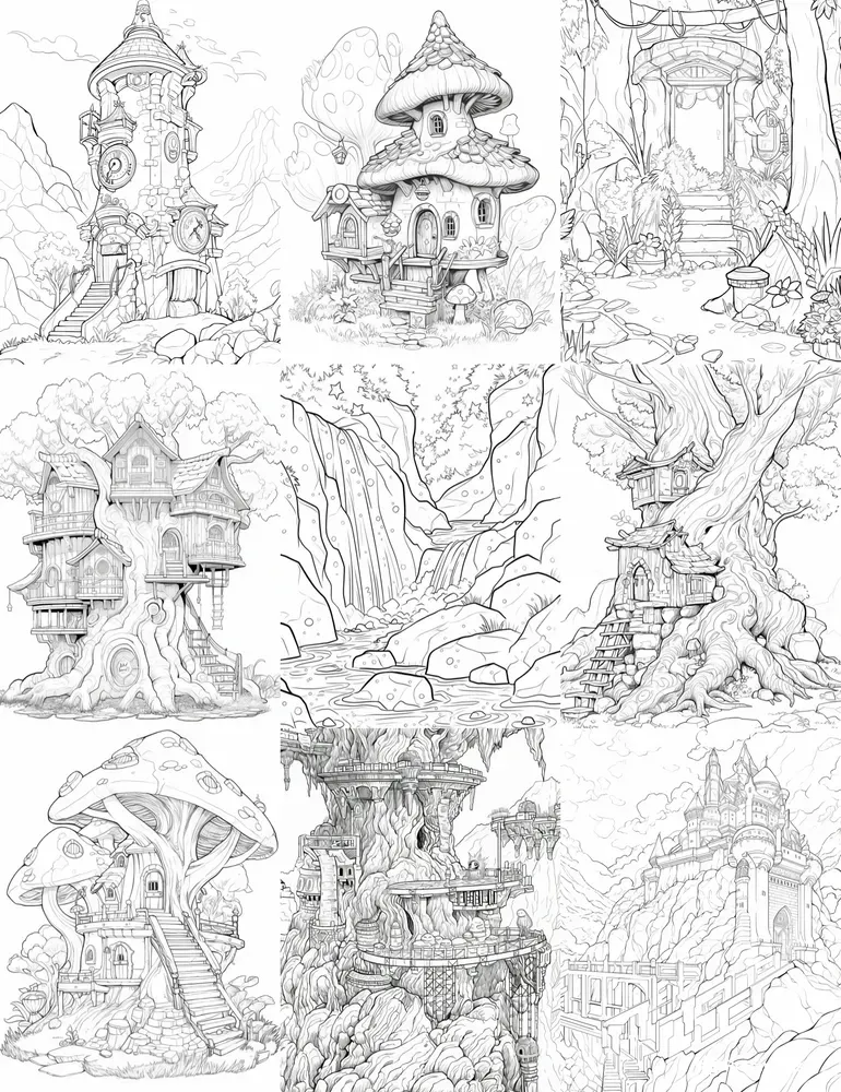 Coloring Book Pages Fantasy Landscapes