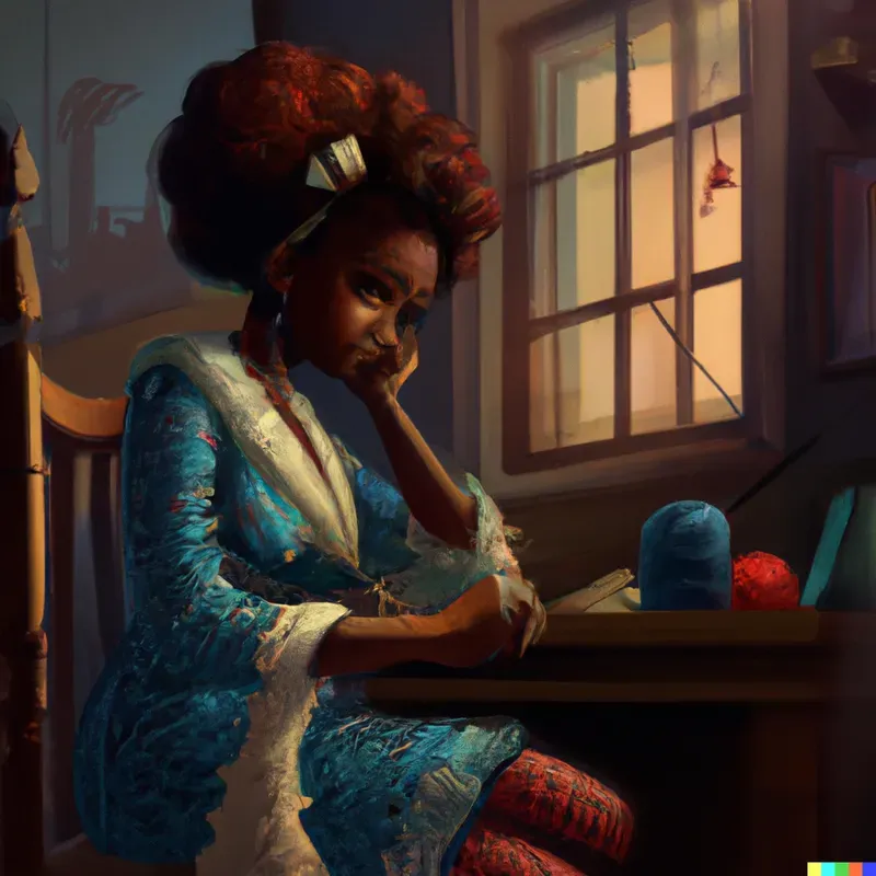 Woman Knitting By A Window