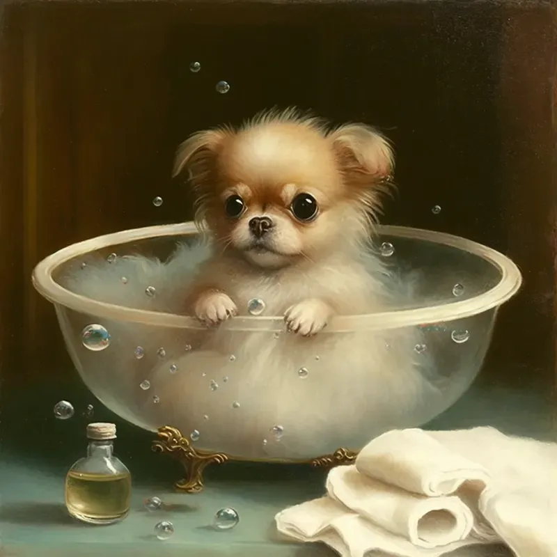 Beautiful Puppies Bathing