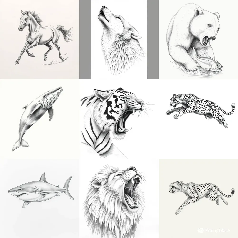 Pencil Animal Illustrations