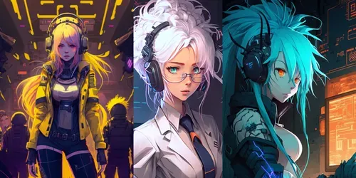 Neon Cyber Dreams Anime Girls Manga generated by midjourney