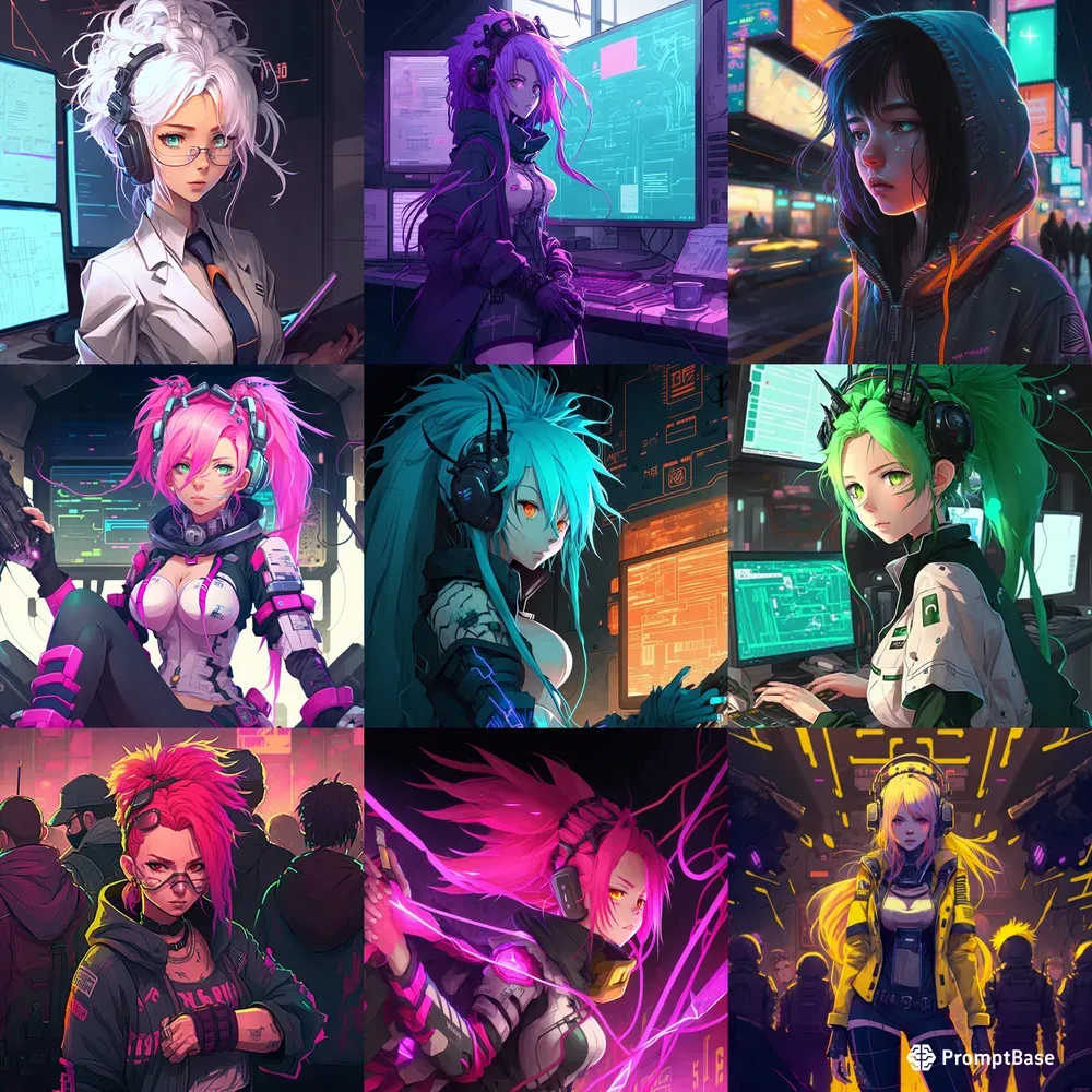 Neon Cyber Dreams Anime Girls Manga