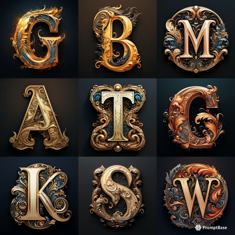 Letters Type Fonts Gold