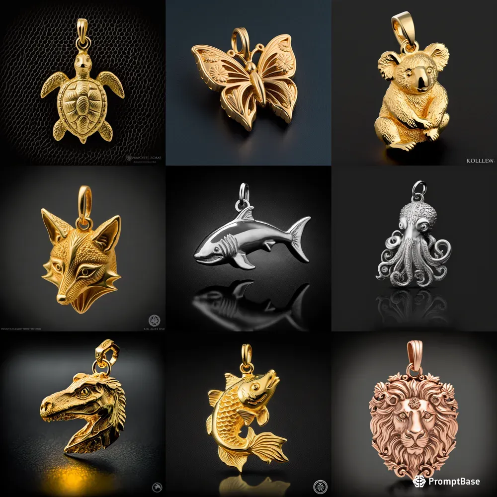 Solid Gold Animal Charm Pendants