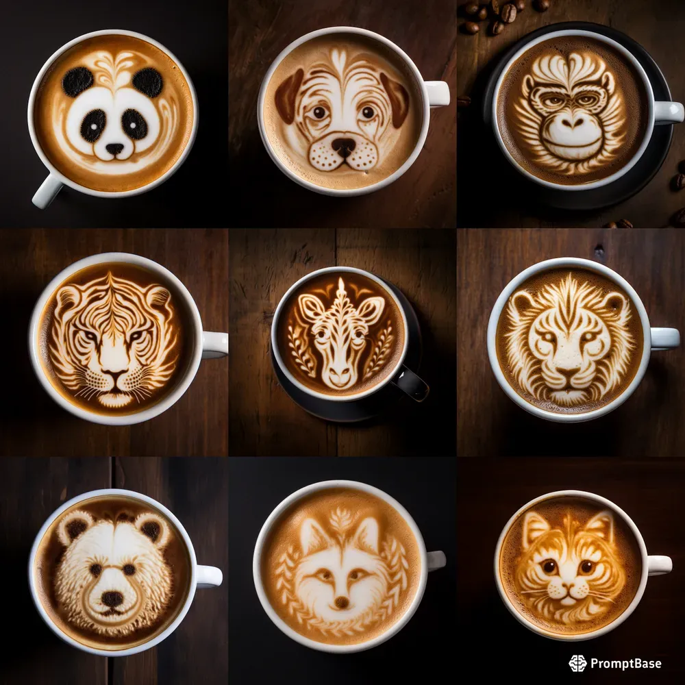 Latte Art Animal Portraits Coffee Photos