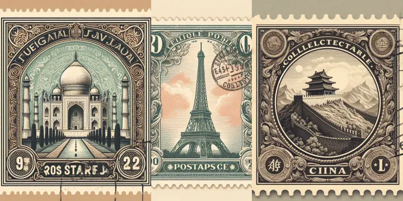 Timeless Treasures Postage Stamps generated by undefined