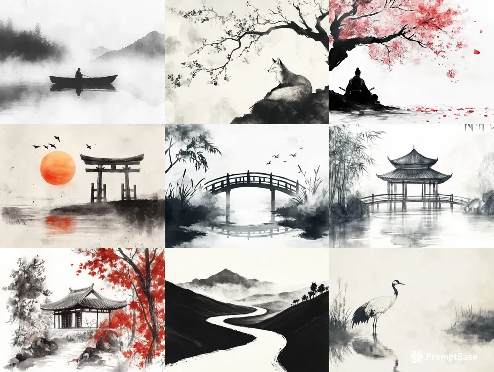 Zen Minimalist Japanese Ink Art