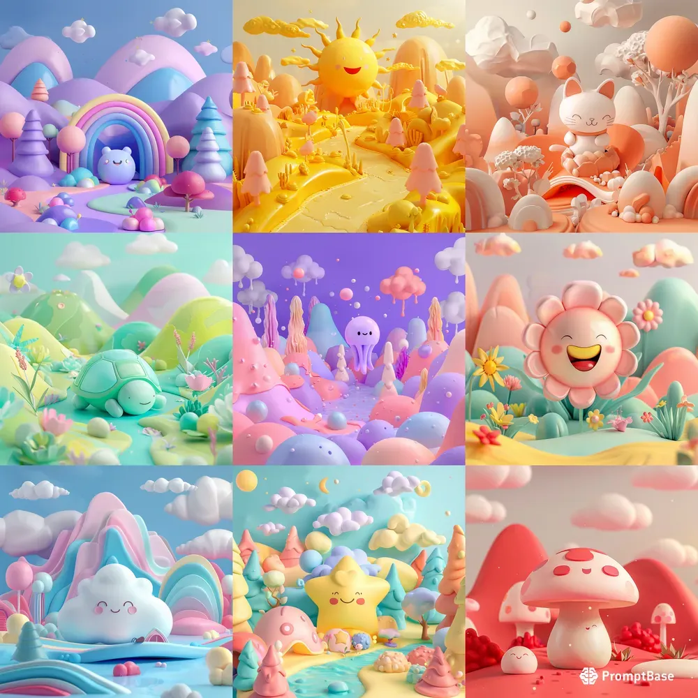 Cheerful 3D Whimsical Landscapes
