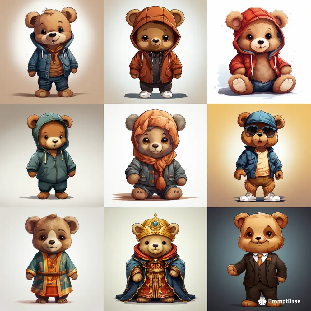 Cute Teddy Bears Wearing Clothes