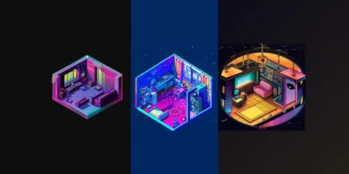 Tiny Isometric Room Fantasy Style generated by dalle