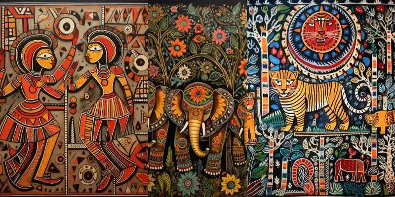 Stunning Traditional Folk Art Painting generated by undefined