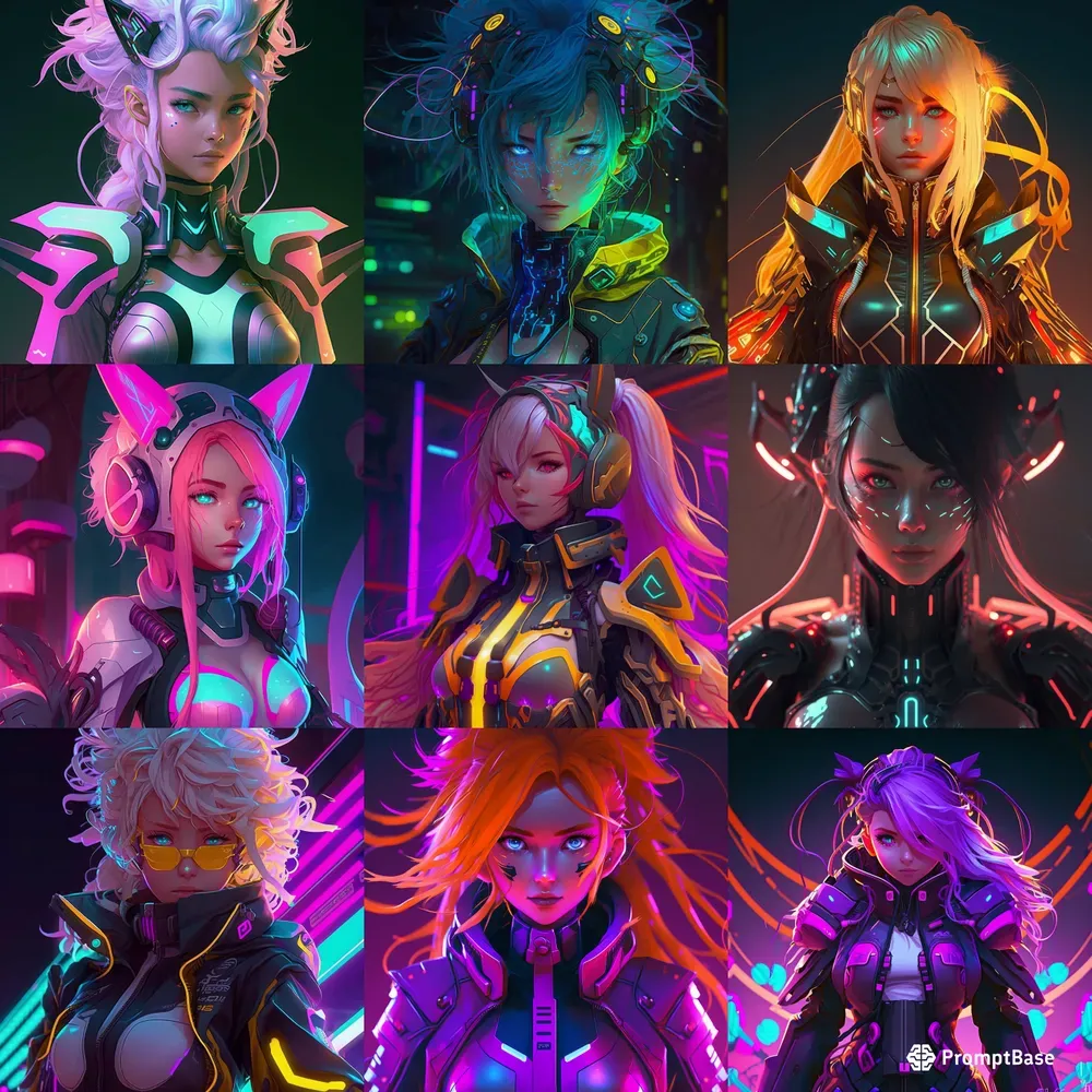 Cybermoon Neon Anime Girls Characters 3D