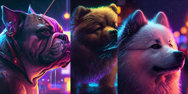 Neon Light Dogs generated by undefined