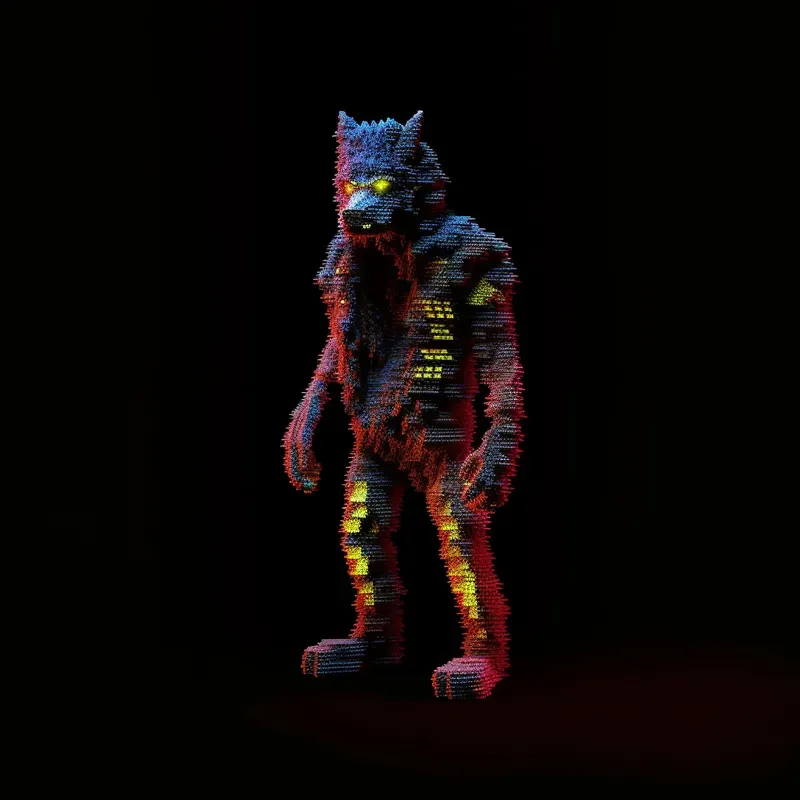 3D Neon Pixel Game Characters