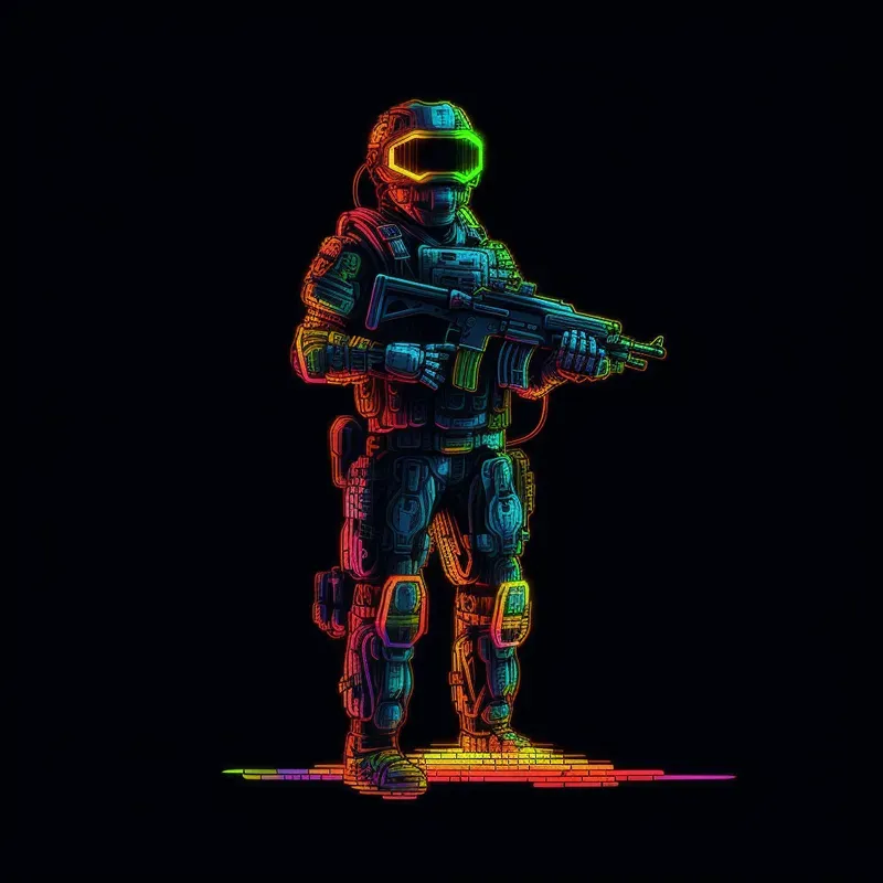 3D Neon Pixel Game Characters