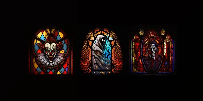 Stained Glass Halloween Scary Art generated by undefined