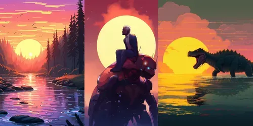 Retro Sunrises Pixel Paradises generated by midjourney