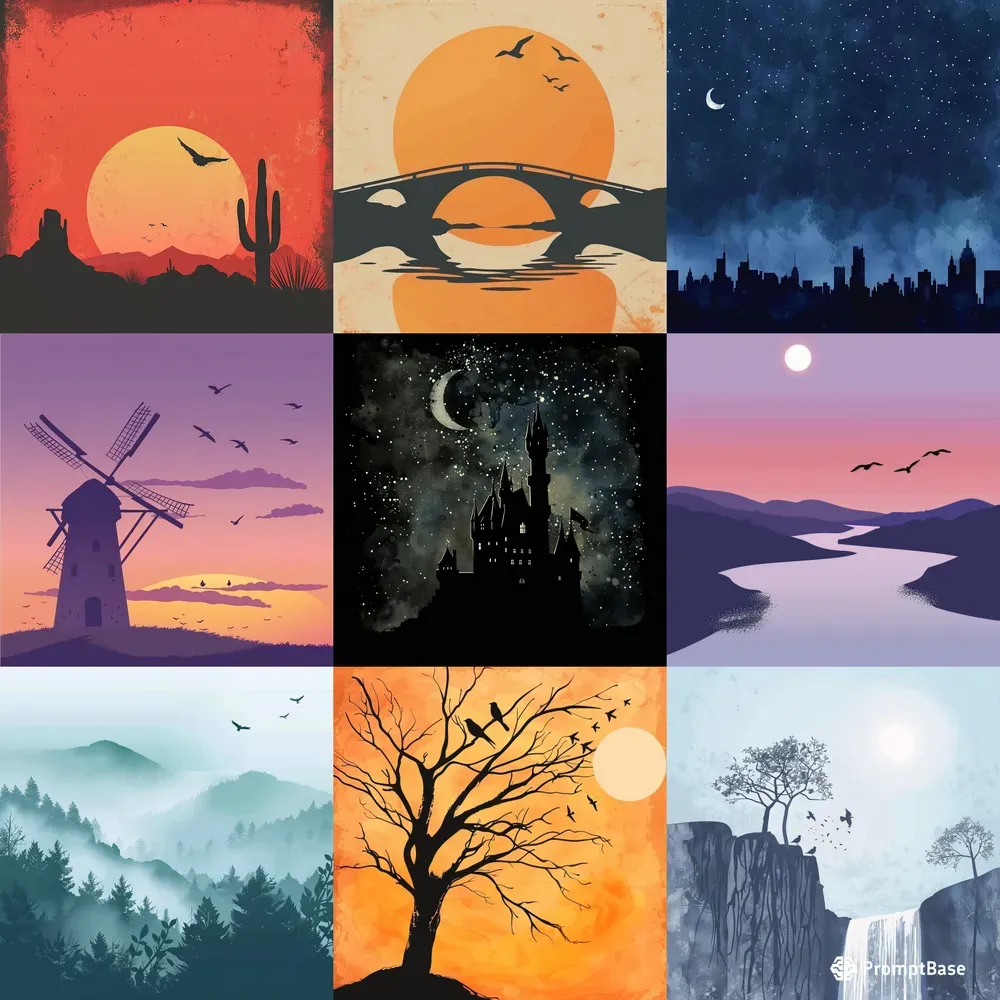Silhouettes Of Serene Landscapes