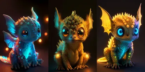 Neon Baby Dragons generated by midjourney