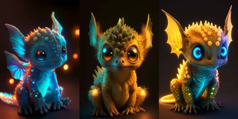 Neon Baby Dragons generated by undefined