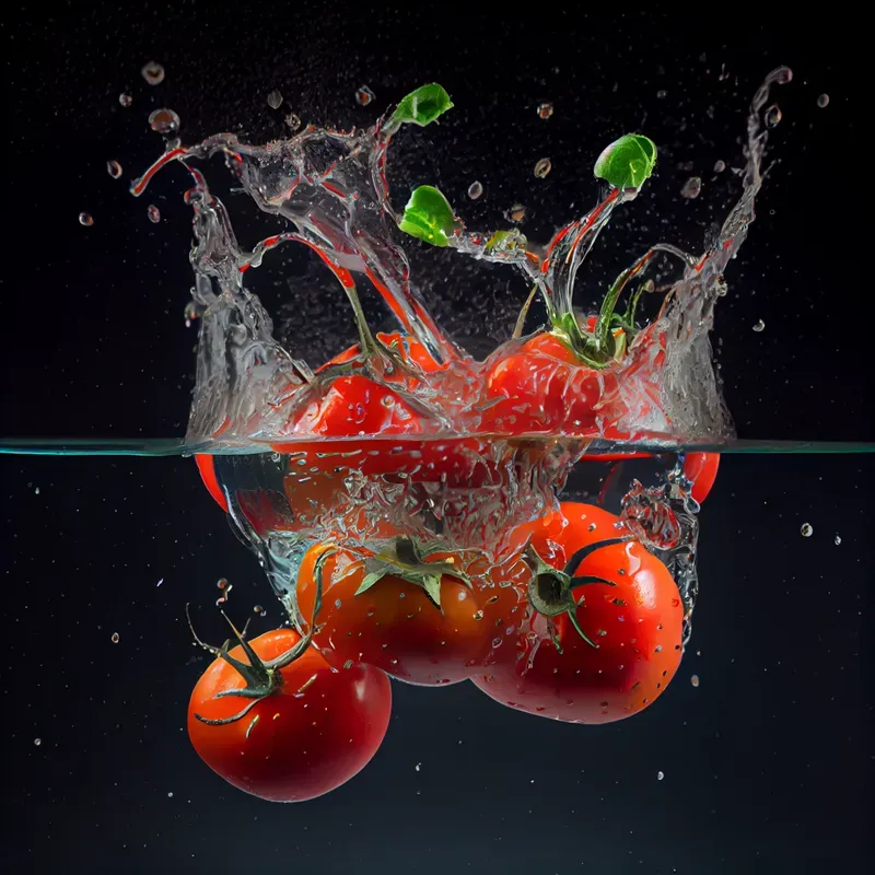Plunges Into Freshness Create Falling Fruits And Vegetables Scenes