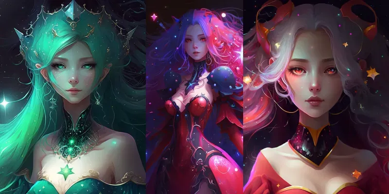 Celestial Neon Anime Girls 3D Avatars generated by undefined
