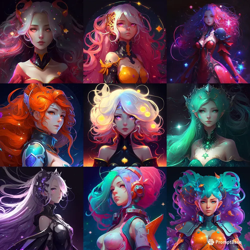 Celestial Neon Anime Girls 3D Avatars