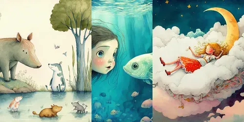 Kids Fantasy Watercolor Illustrations generated by midjourney