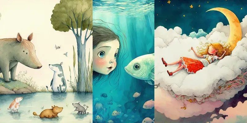 Kids Fantasy Watercolor Illustrations generated by undefined