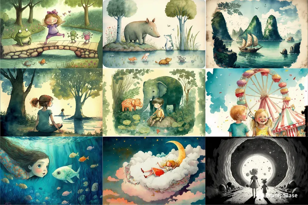Kids Fantasy Watercolor Illustrations