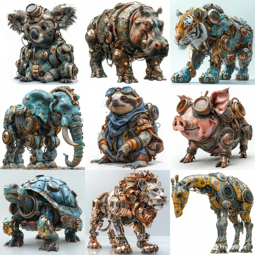 3D Steampunk Animals Designs
