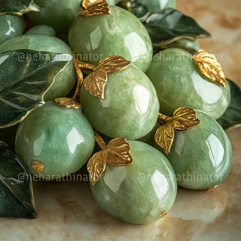 Jade Sculptures With Gilded Accents