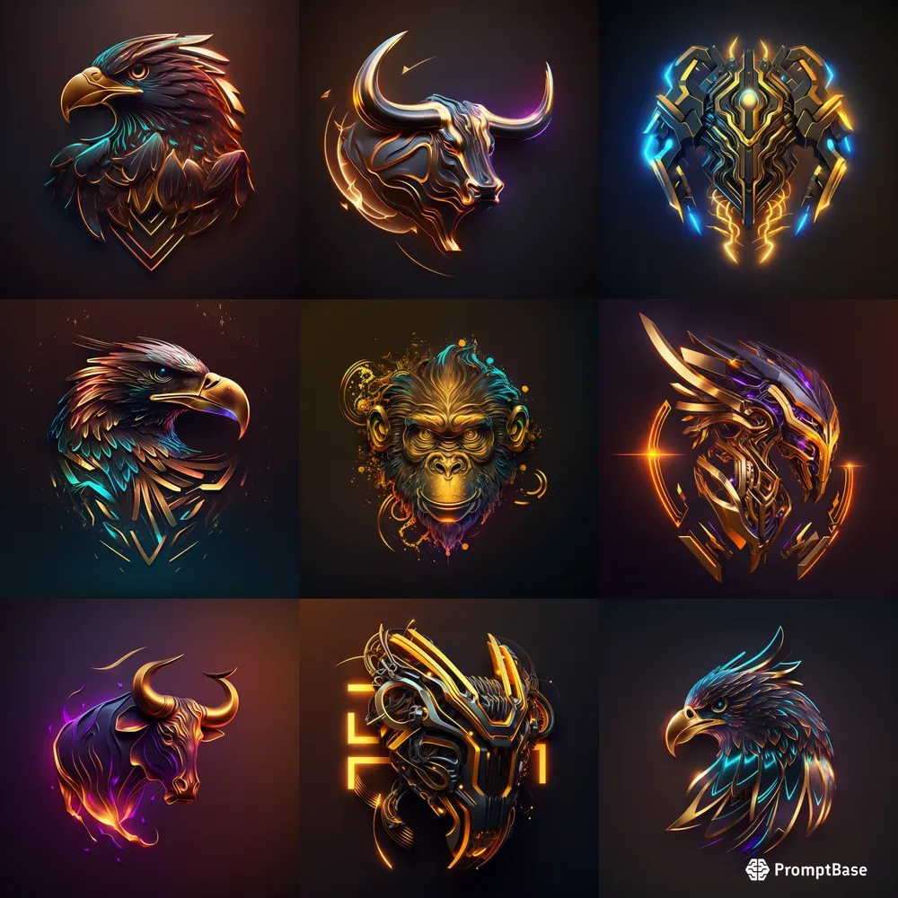 Vibrant Golden Glowing Logos