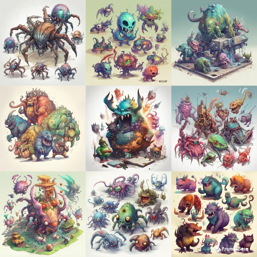 Watercolor RPG Alien Monsters Game Assets