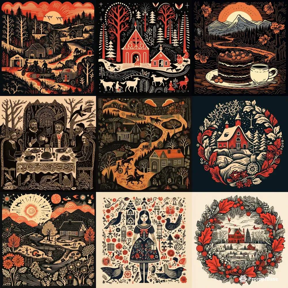 German Folk Art Woodcuts