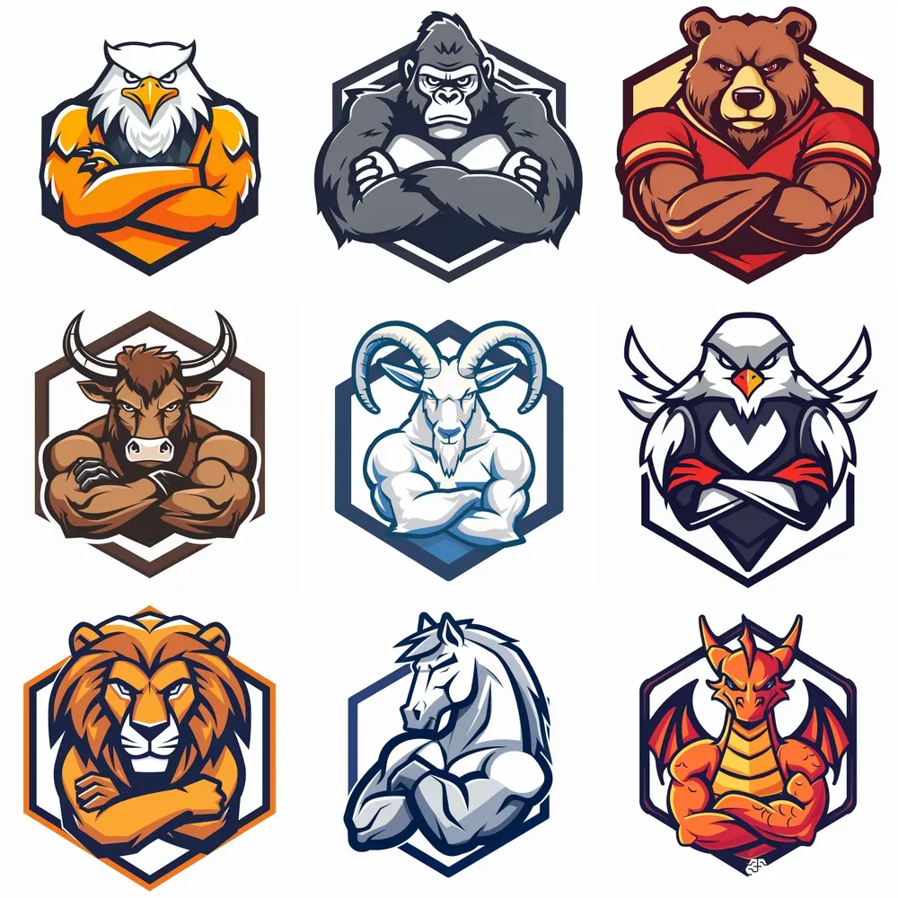 Sports Animal Mascot Hexagon Logo Design